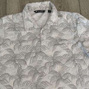 Travis Mathew Golf Polo Shirt Mens XL Grey Floral Palm Tree Athletic Tropical